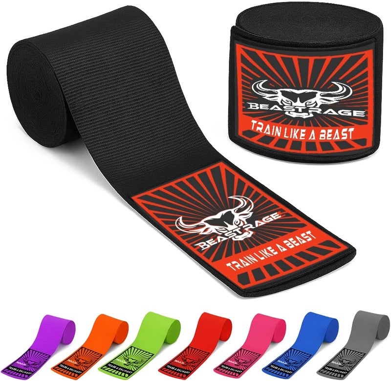 BEAST RAGE Boxing Hand Wraps for MMA Kickboxing Wrist Wraps Professional Adult 180" Semi-Elastic Martial Arts Inner Gloves Heavy Bag Handwraps Muay Thai Thumb Straps - Image 1